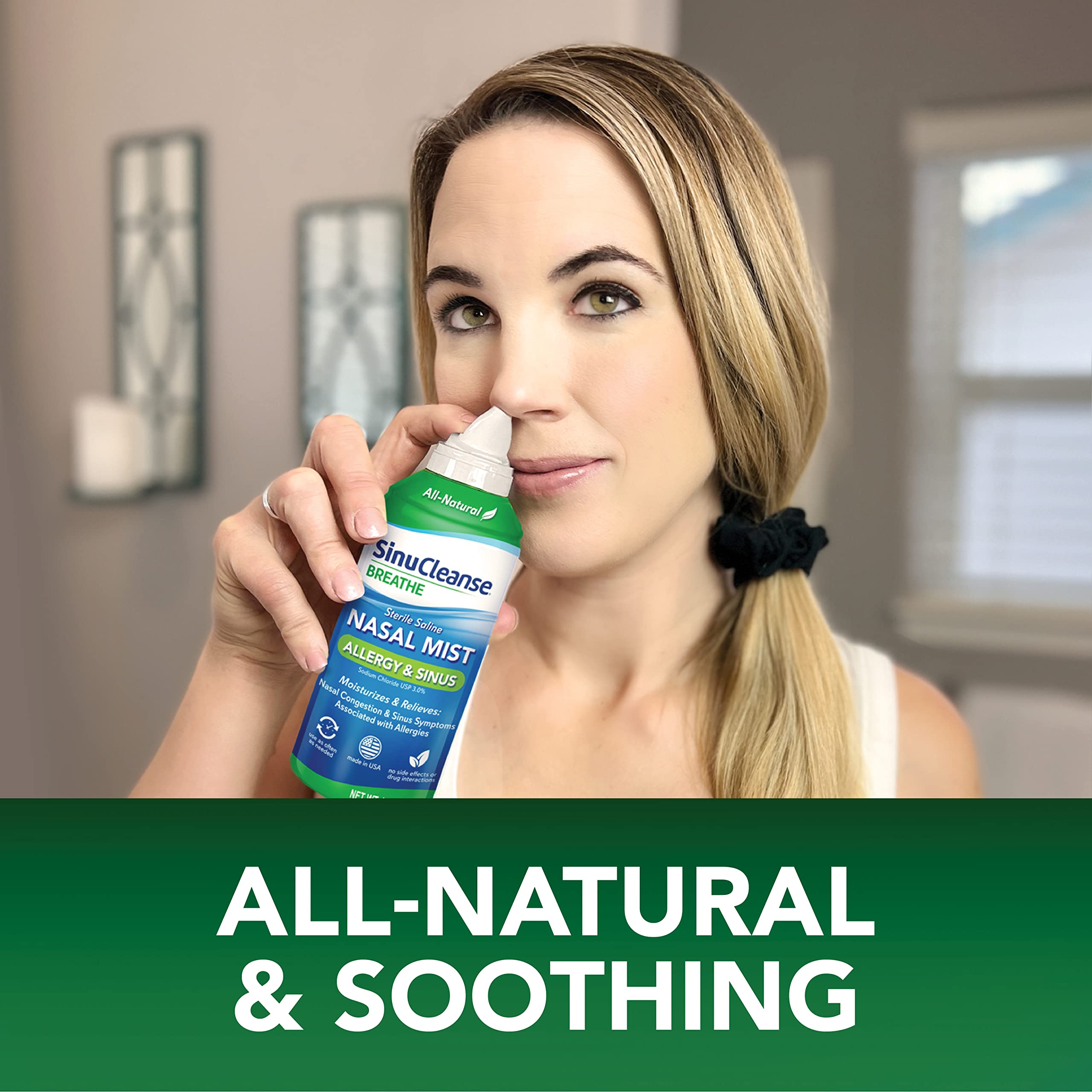 SinuCleanse Allergy & Sinus Sterile Saline Nasal Spray, Ultra Fine Mist, Instantly Moisturizes & Relieves Severe Nasal Congestio