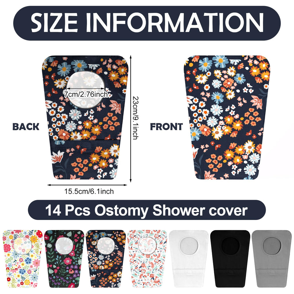 Mumufy 14 Pcs Ostomy Bag Pouch Covers for Women Men with Round Opening Care Protector Shower Wraps Cover Odor (Combination Style