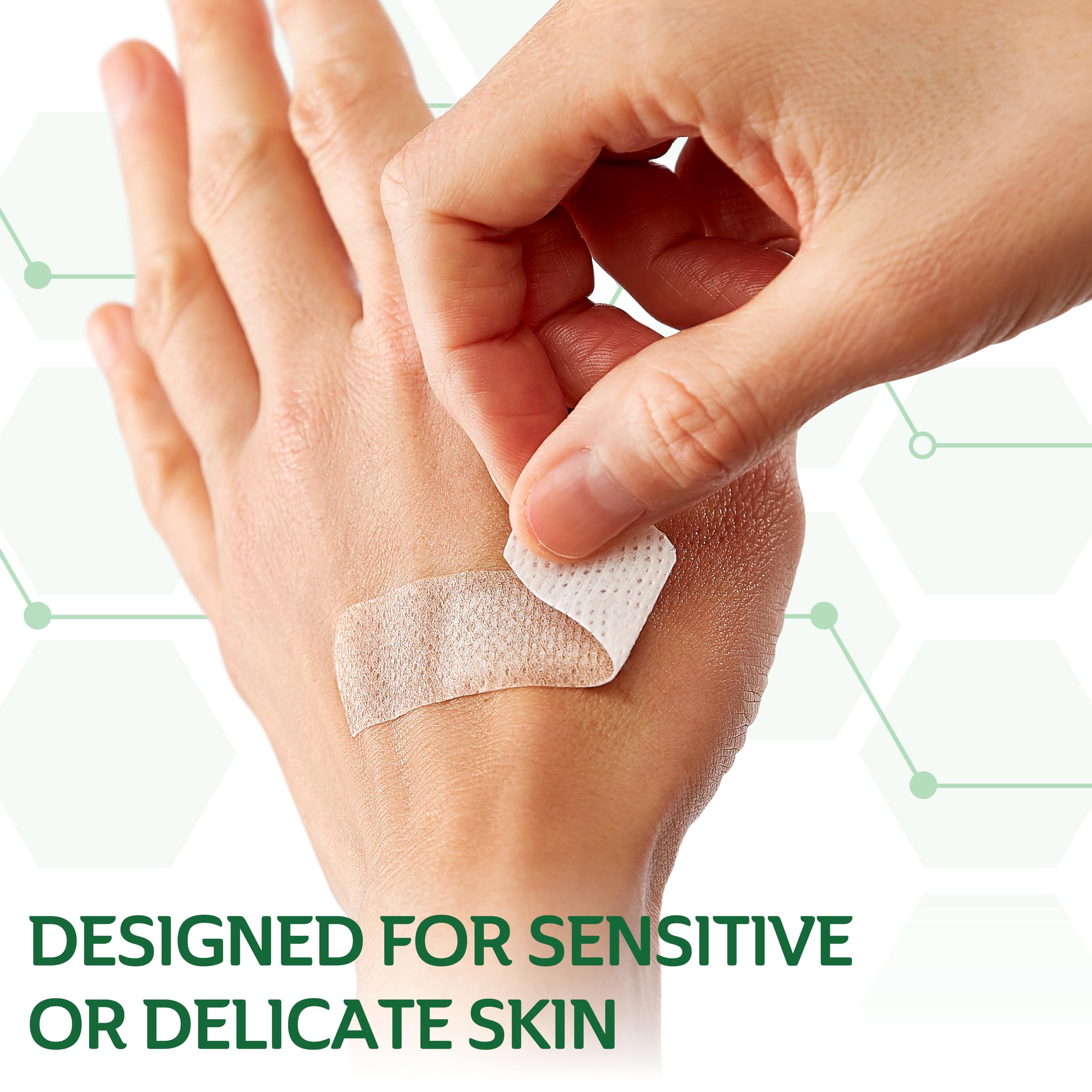 CURAD Truly Ouchless! Silicone Bandages, .75'' x 3'', For Sensitive or Delicate Skin, Flexible Fabric, Protects Scrapes, Cuts &