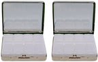 Set of 2 Metal-Plated Weekly (7-Day) Pill Box Case & Portable Medicine Organizer (Silver Victorian)
