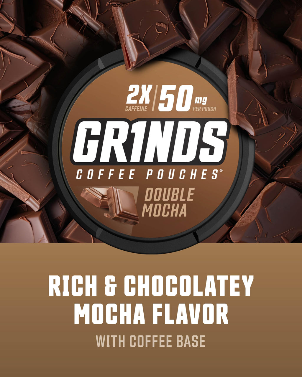 Grinds Coffee Pouches | Tobacco Free, Nicotine Free Healthy Alternative | 6 Cans of Double Mocha | 18 Pouches Per Can | 1 Pouch