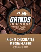 Grinds Coffee Pouches | Tobacco Free, Nicotine Free Healthy Alternative | 6 Cans of Double Mocha | 18 Pouches Per Can | 1 Pouch