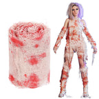 Preboun Halloween Mummy Bandage Wrap Bloody Gauze Zombie Makeup Props Creepy Costume Bandage Cosplay Party(Red,32.81 ft X 5.91 I