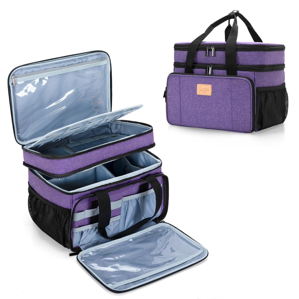 LUXJA 2 Layers Medicine Bag with Detachable Divider, Pill Bottle Organizer Suitable for Home or Travel Use, Purple