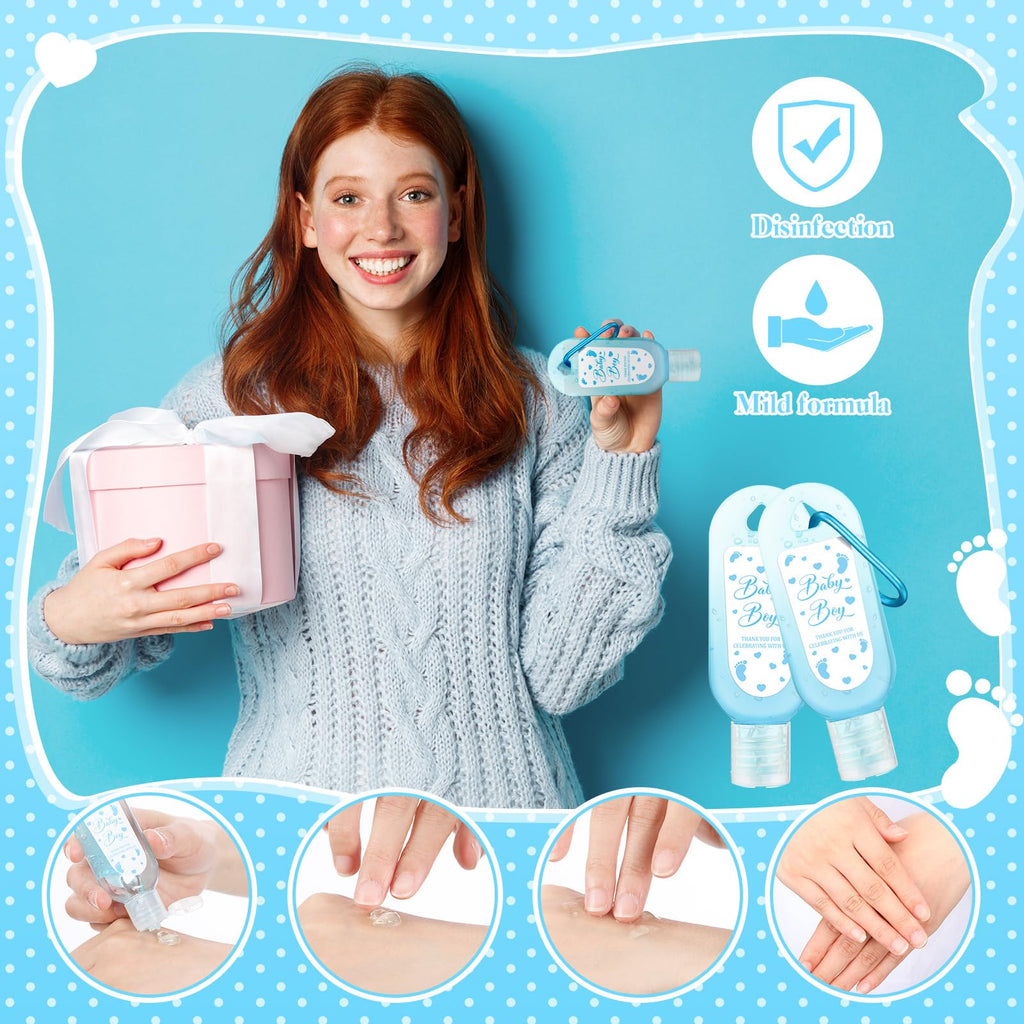 Gejoy 48 Sets Baby Shower Hand Sanitizer Bulk Baby Shower Party Favors for Guests Travel Size Hand Sanitizer Keychains Thank You