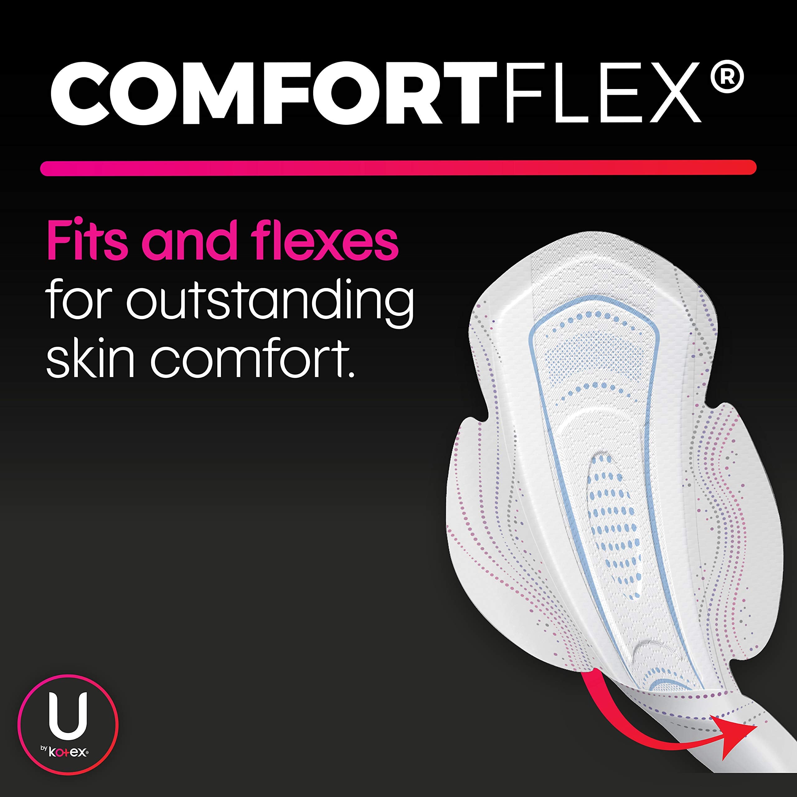 U by Kotex CleanWear Ultra Thin Feminine Pads with Wings, Regular Absorbency, 32 Count