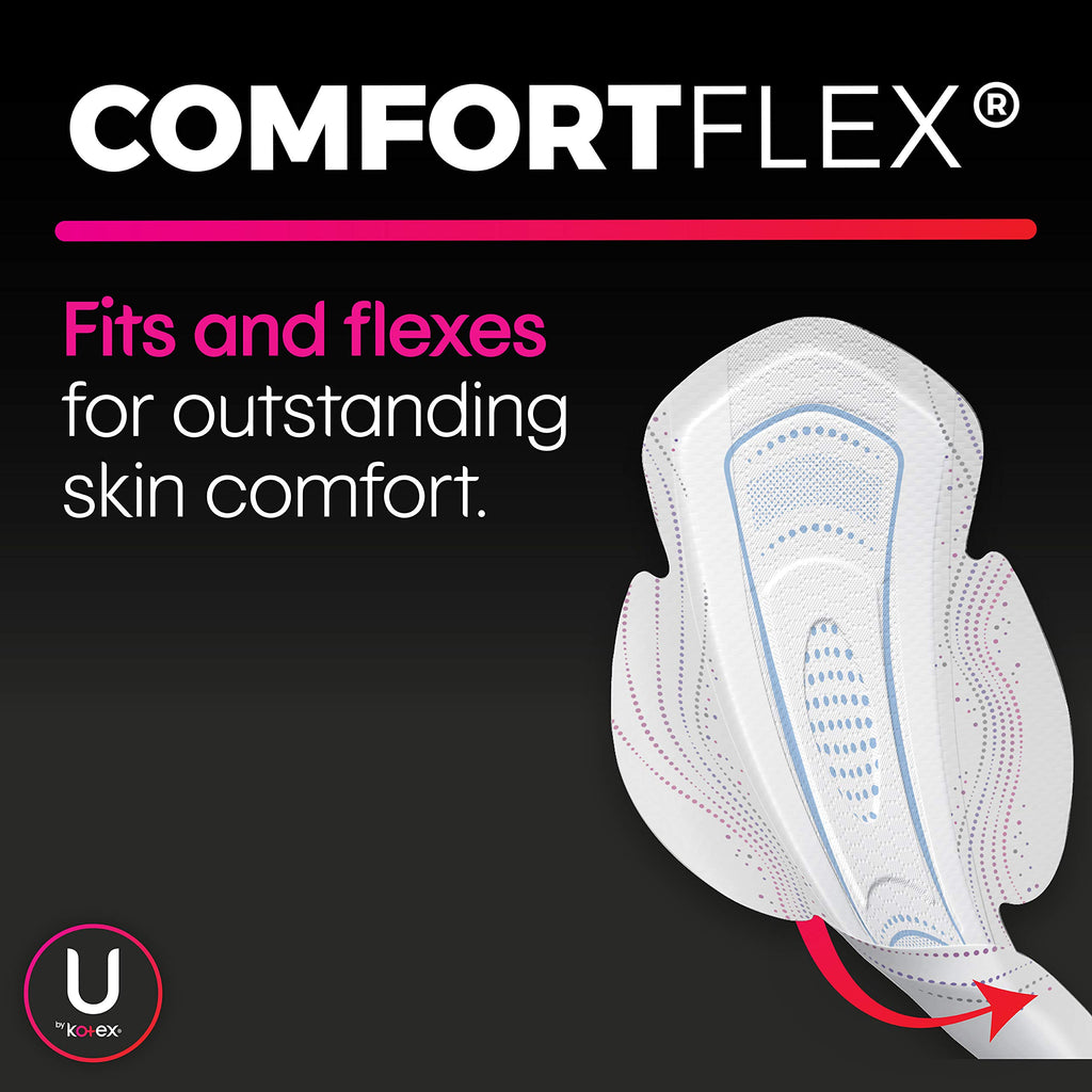 U by Kotex CleanWear Ultra Thin Feminine Pads with Wings, Regular Absorbency, 32 Count