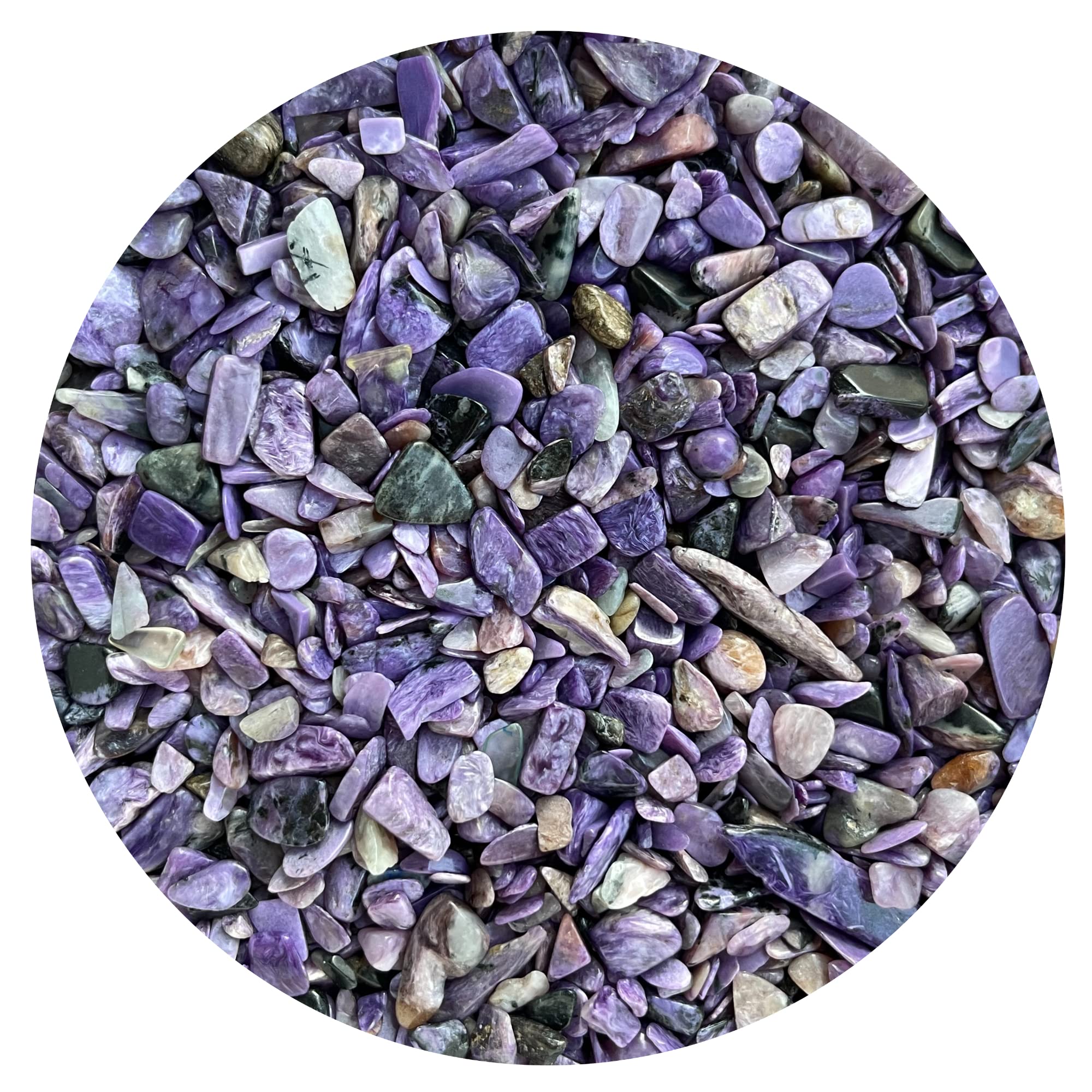 2 oz Lot Natural Charoite Semi Tumbled Charoite Gemstone Chips, Charoite Crushed Mini Crystals, Undrilled Crystal Chips (Charoit