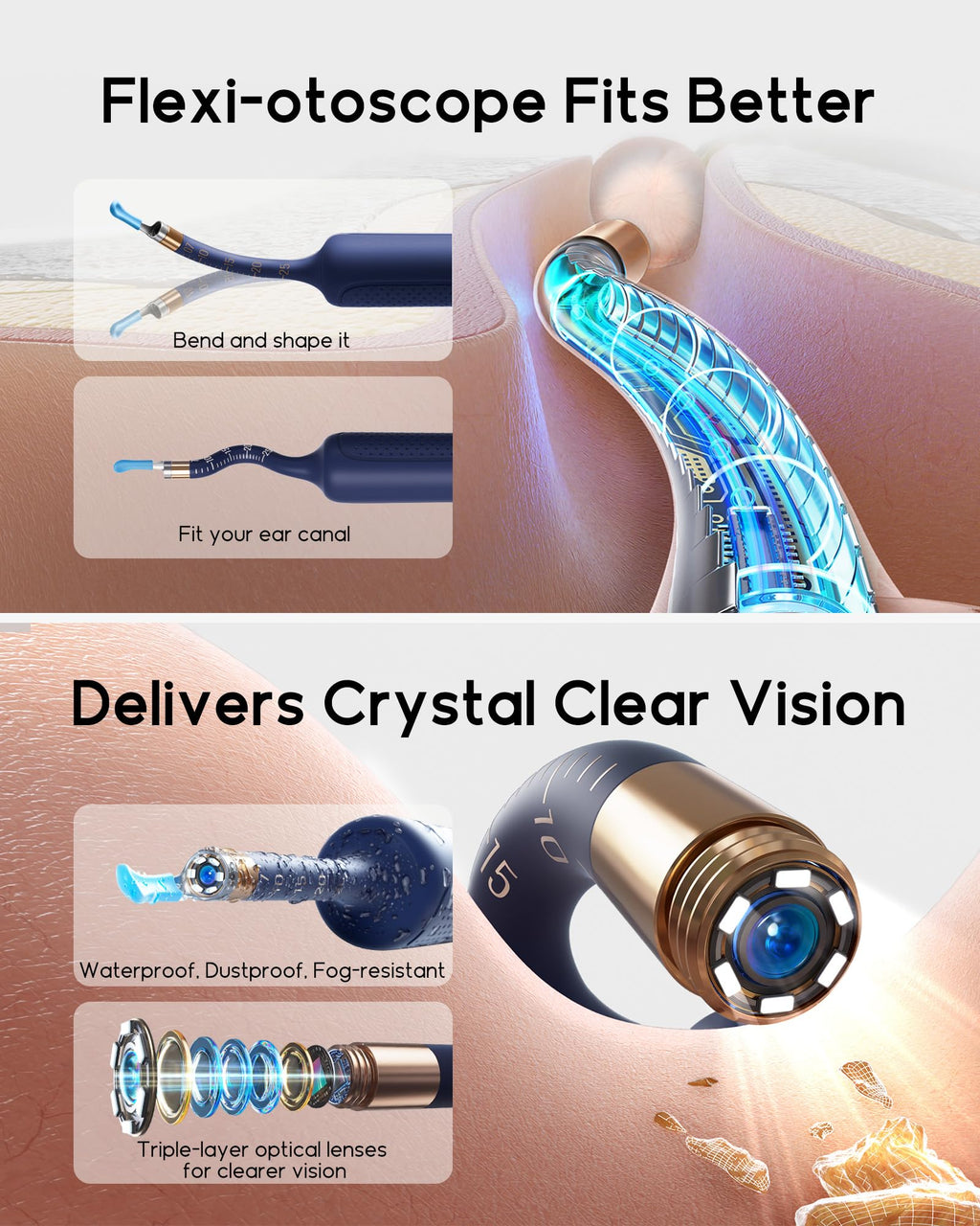 Bebird Earsight Plus Ear Cleaning Camera Wax Removal Tool kit, Flexible Ear Scope Otoscope Camera Light, Visual Ear Picker Wirel