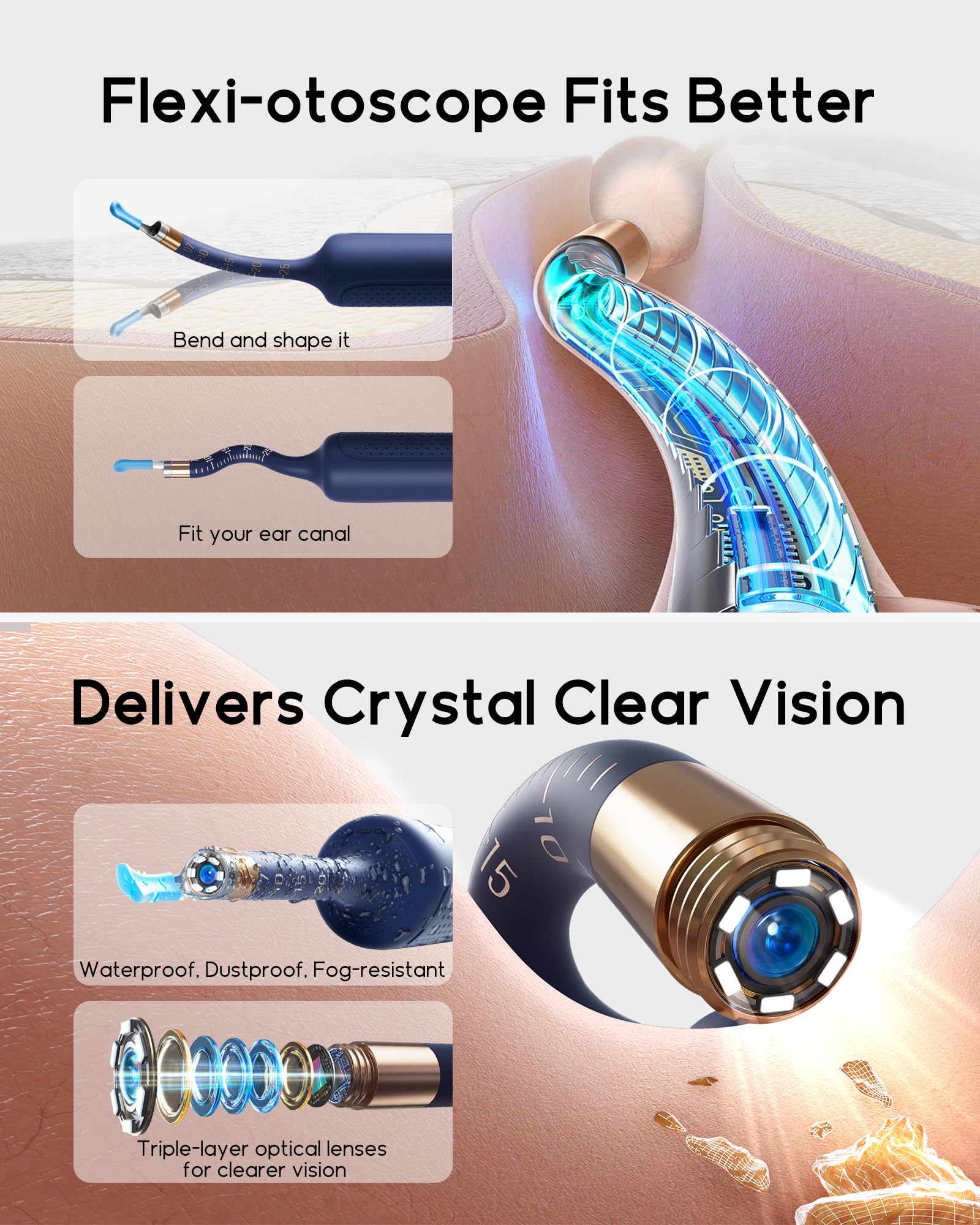 Bebird Earsight Plus Ear Cleaning Camera Wax Removal Tool kit, Flexible Ear Scope Otoscope Camera Light, Visual Ear Picker Wirel