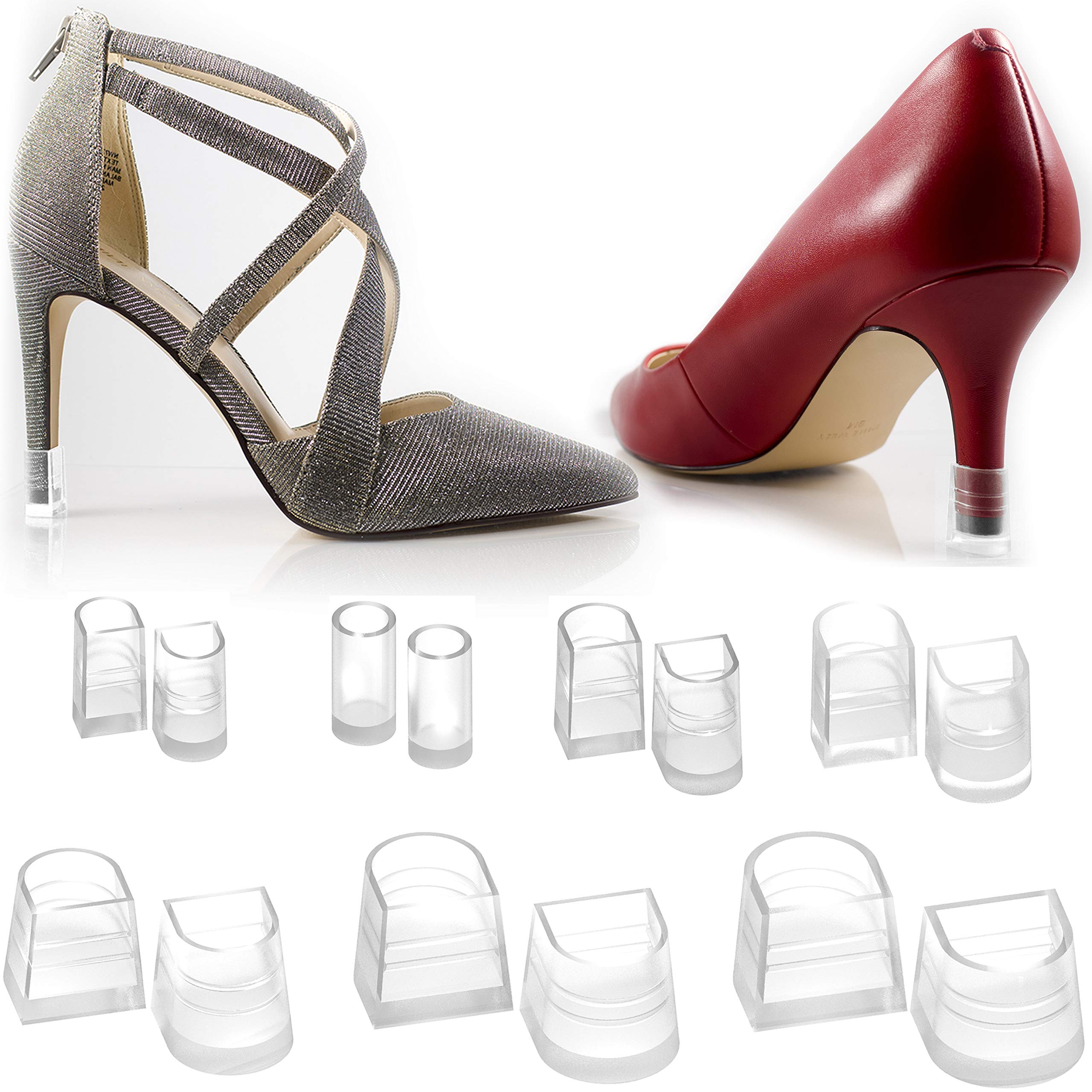 Heel Hunks Clear H7 Heel Caps | Heel Protectors Replacement Tip Caps for High Heel Shoes and Stiletto | Anti-Slip and for Grass 