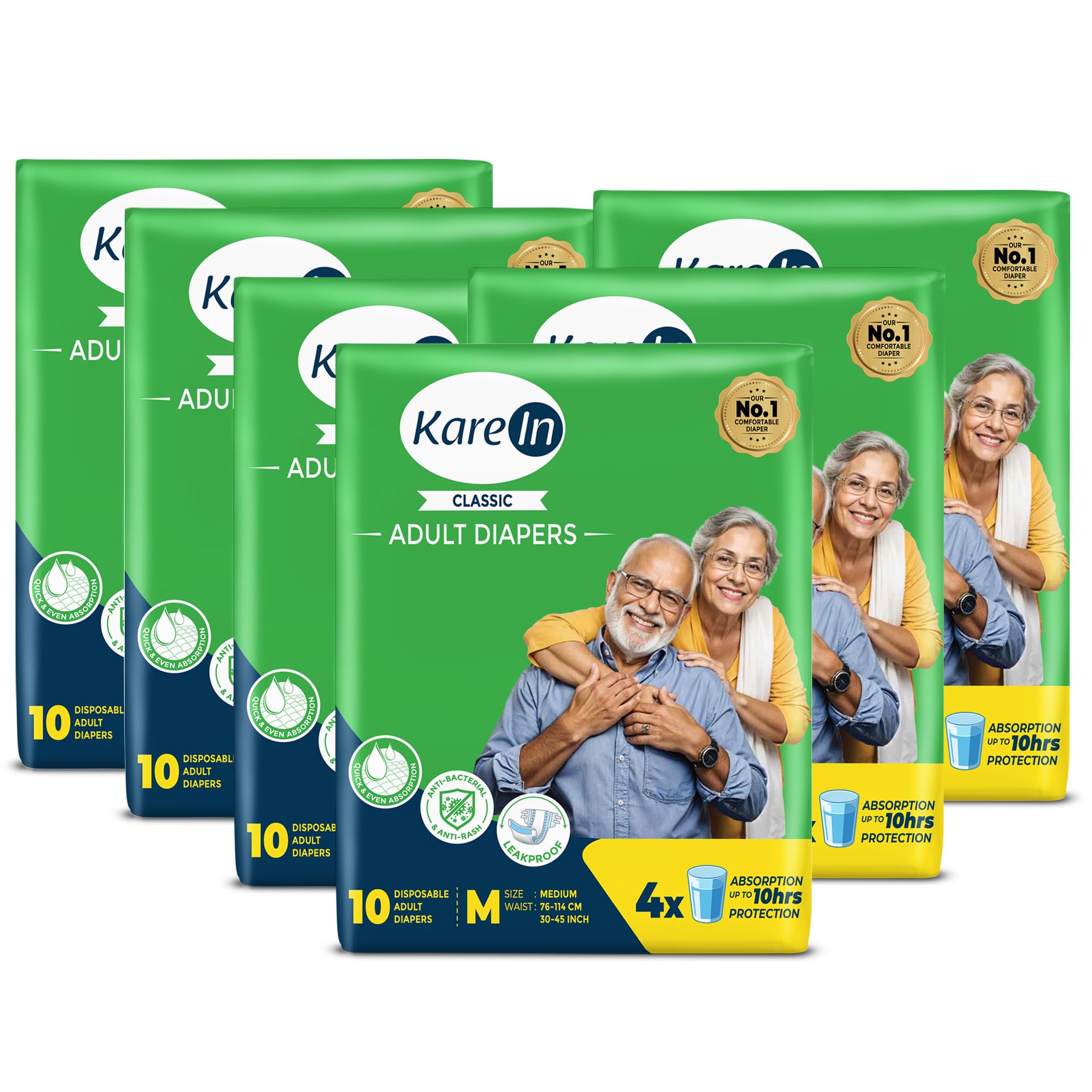Karein Classic Adult Diaper Tape M Size, Medium, Waist (75100 Cm 3040), 60 Unit, Long Protection Hour, Unisex, Quick & Even 