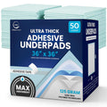 50 Pack Adhesive Disposable Bed Pads for Adults 125 Gram - 3XL 36x36 Non Slip Chucks Pads Disposable Adult, Incontinence Bed Pad