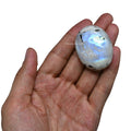 Rainbow Moonstone Palm Stone - Pocket Massage Worry Stone for Natural Body Chakra Balancing, Reiki Healing and Crystal Grid