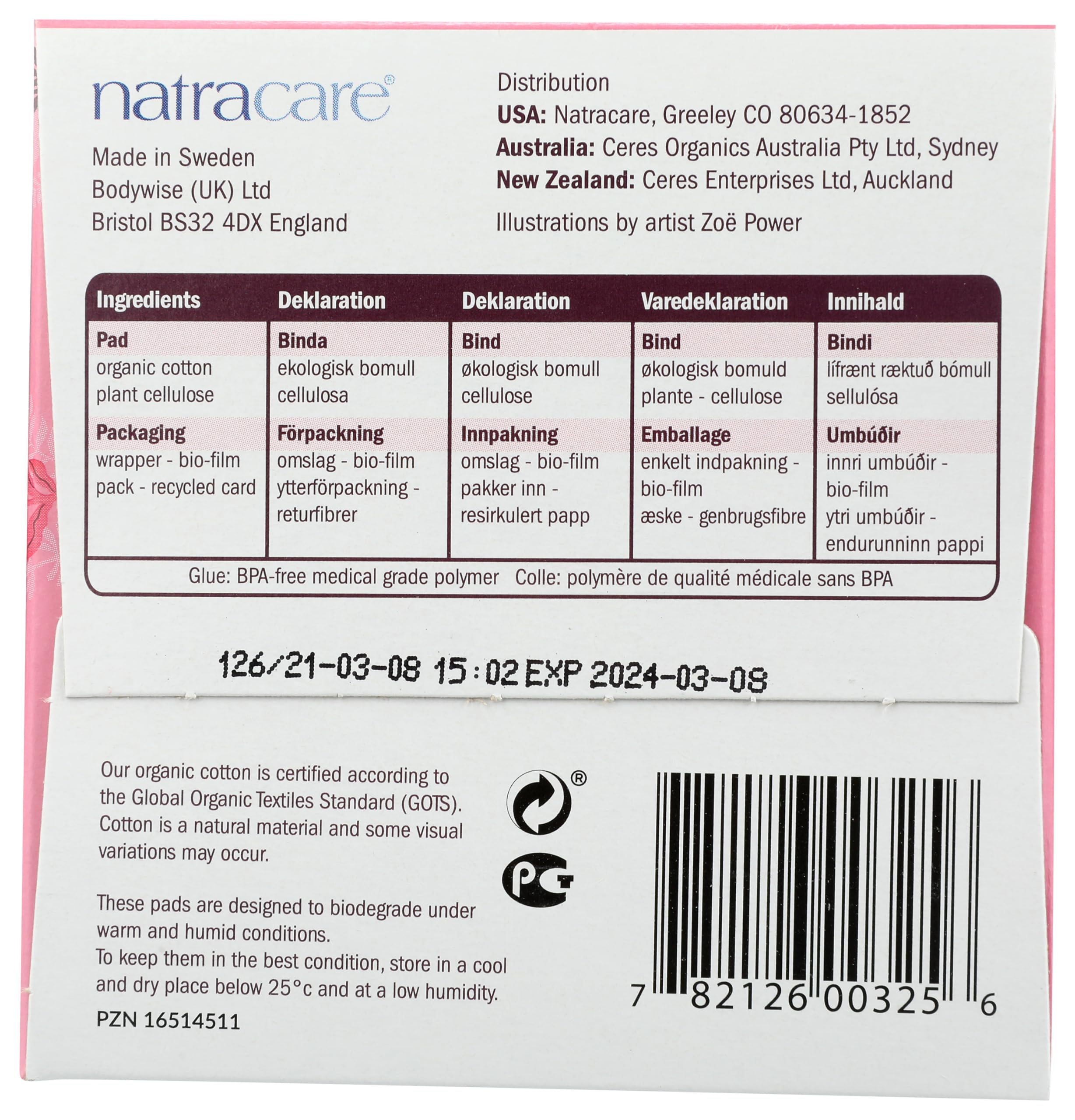 Cool Comfort Pads and Shields Ultra Extra Pads Normal With Wings, 12 Count by Natracare (Pack of 3)3