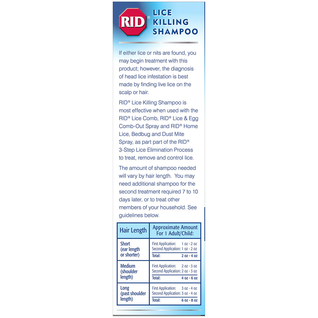 Rid Lice Killing Shampoo contains Nit Comb Bottle 8 Ounce, 1 Count