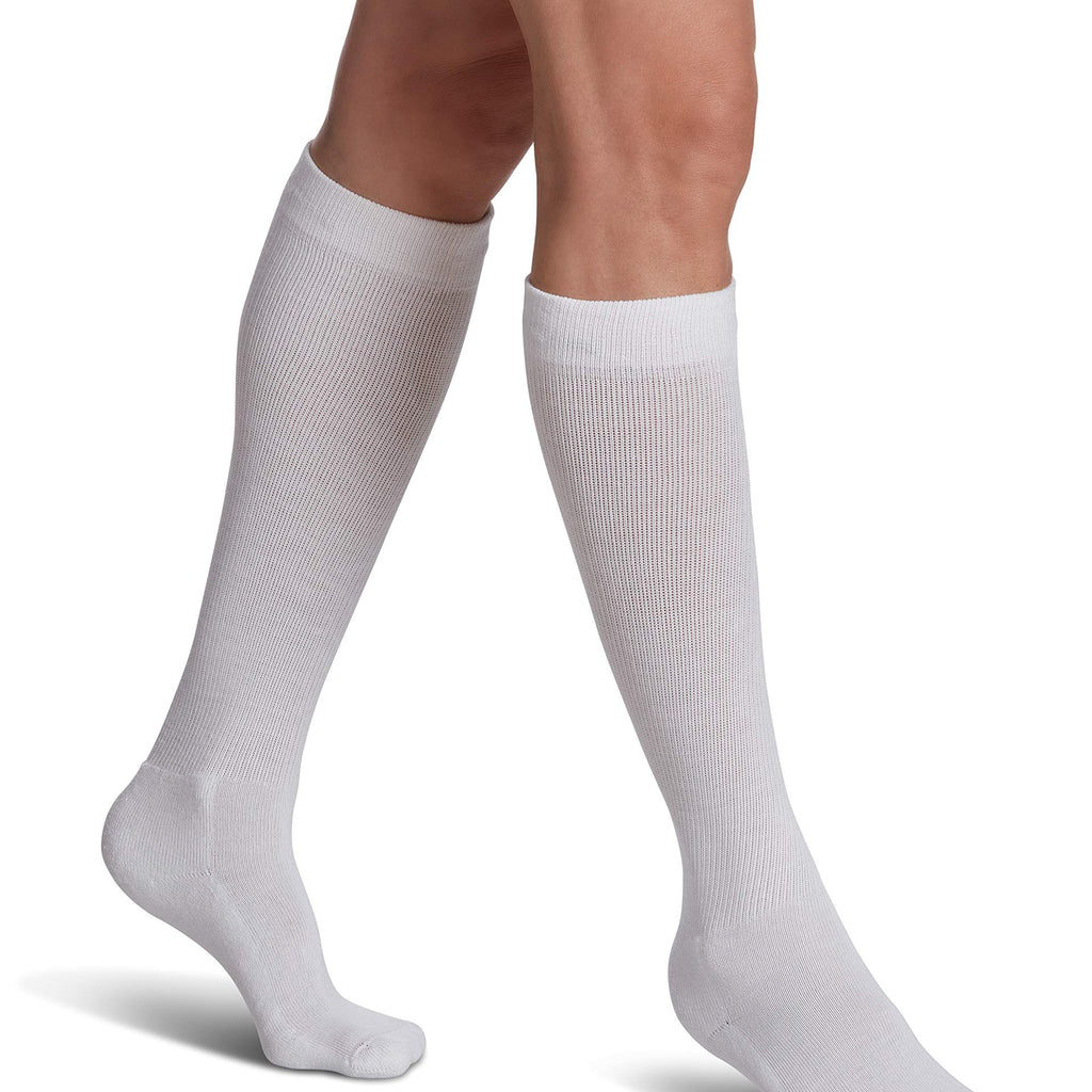 SIGVARIS EVERSOFT Diabetic Sock 160 Knee-high Compression Socks 8-15 mmHg - White - Large