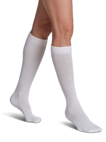 SIGVARIS EVERSOFT Diabetic Sock 160 Knee-high Compression Socks 8-15 mmHg - White - Large