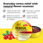 Bach RESCUE PASTILLES, Cranberry Flavor, Natural Stress Relief Lozenges, Homeopathic Flower Essence, Vegetarian, Gluten & Sugar-