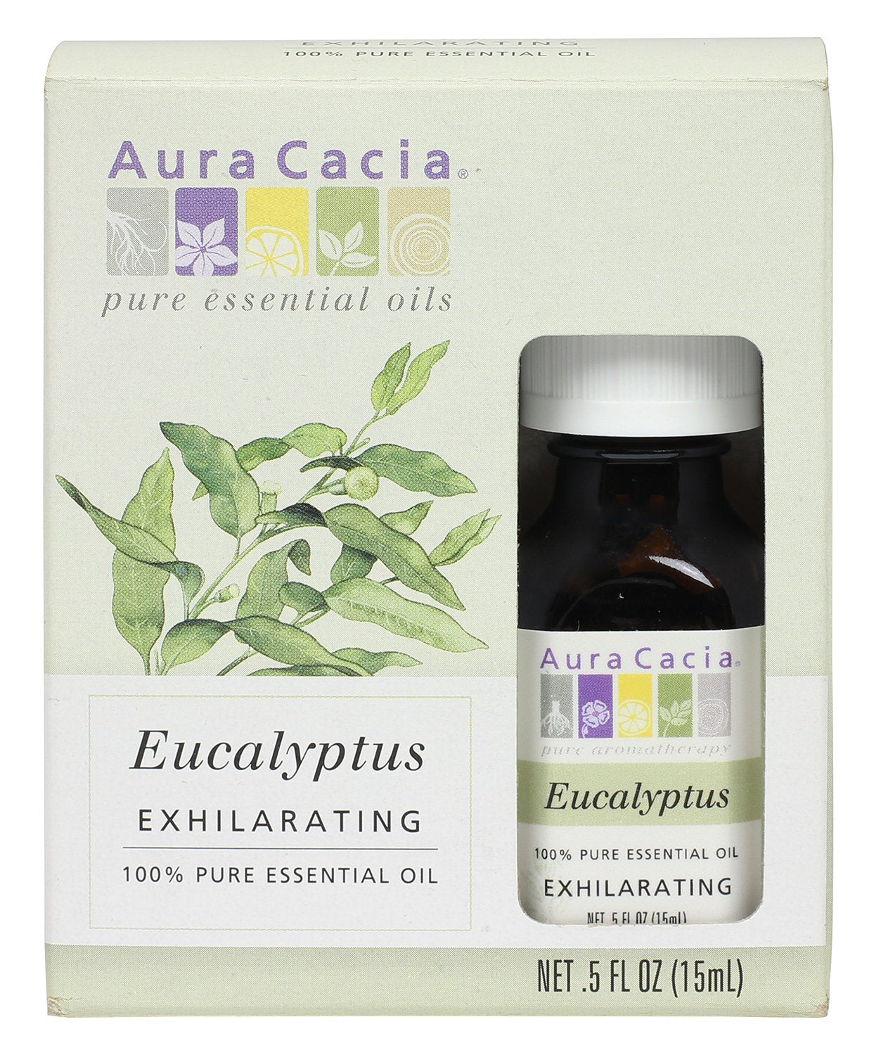 Aura Cacia Pure Essential Oil, Eucalyptus, 0.5 Fluid Ounce (Pack of 24)