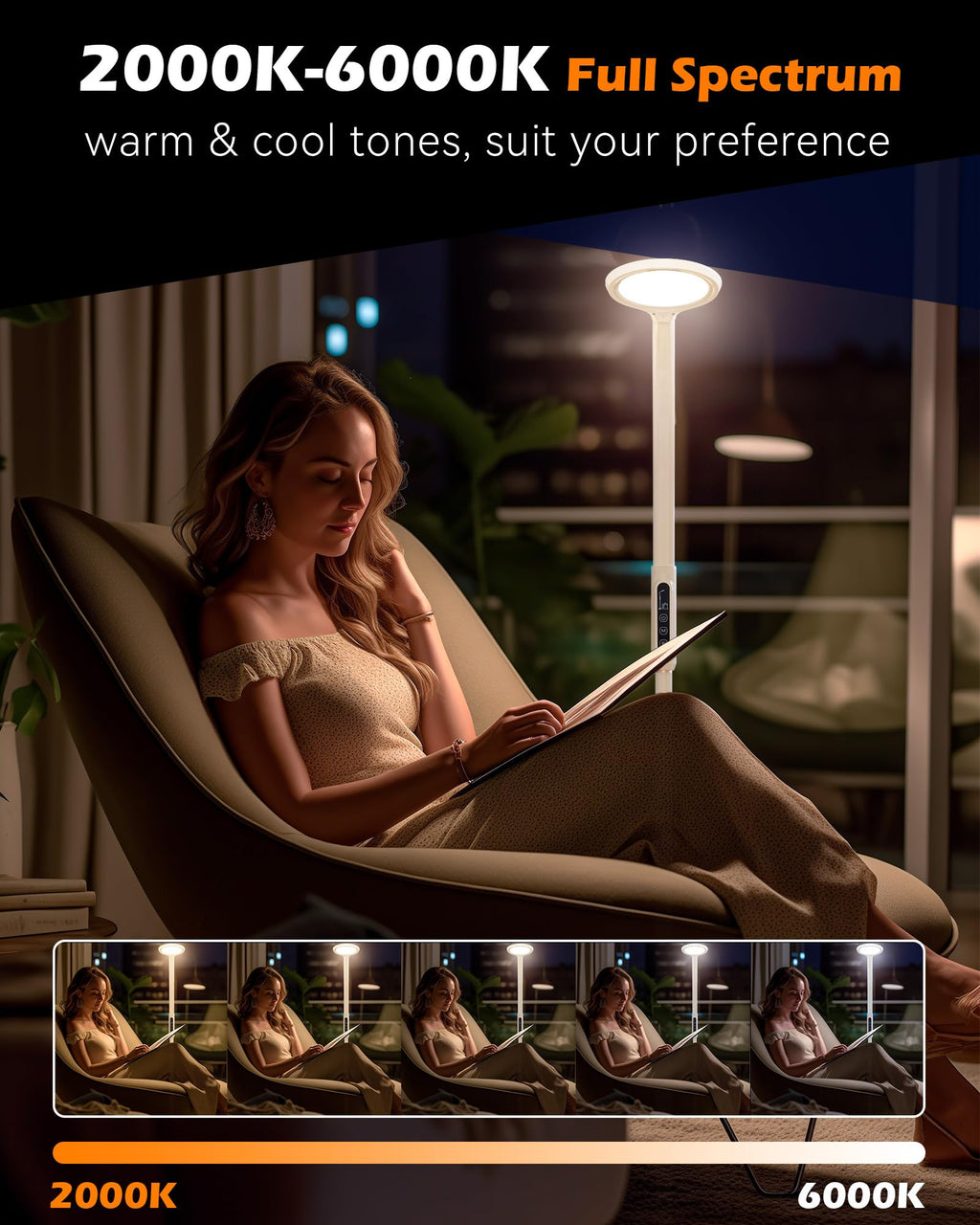 Aoife Light Therapy Lamp, 11000 Lux Sun Light Therapy Lamp, UV-Free Sunlight Lamp, 10 Brightness Levels, Full Spectrum Happy The