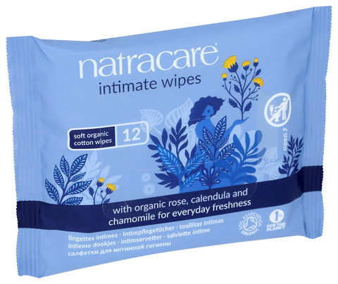 Natracare Organic Cotton Intimate Wipes, 12 Count (Pack of 1)