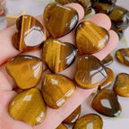 QINJIEJIE 20 PCS Natural Heart Healing Crystals Tigers Eye Polished Crystal Stones Mini Cute Pocket Palm Love Gemstones Set Bulk
