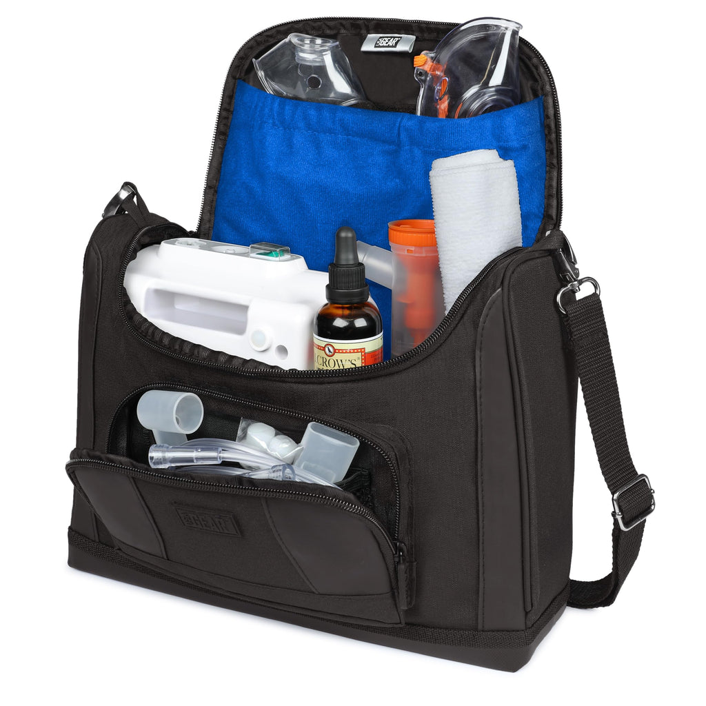 USA GEAR Nebulizer Carrying Case - Customizable Padded Interior, Shoulder Strap, Durable Exterior - Asthma Travel Bag to Store N