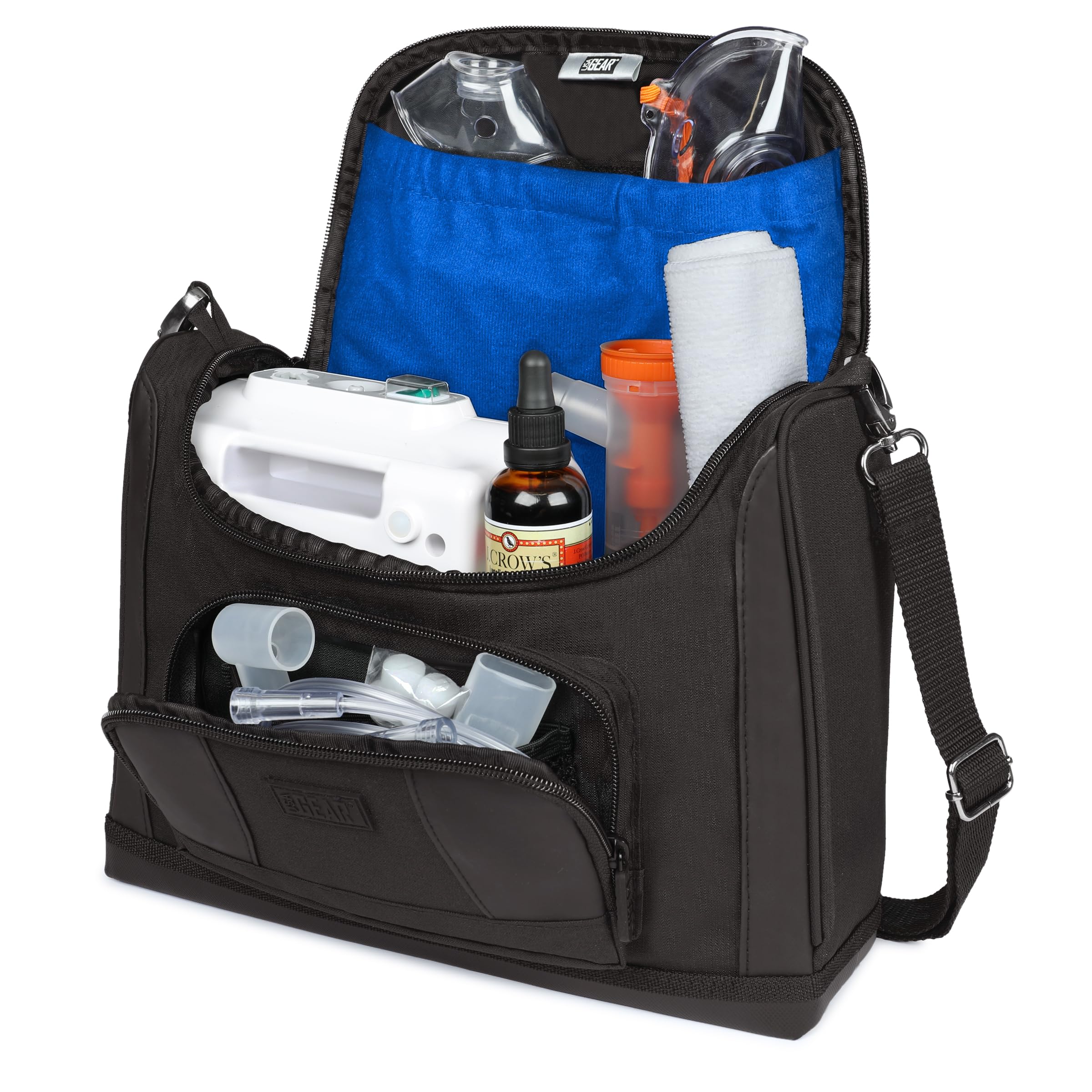 USA GEAR Nebulizer Carrying Case - Customizable Padded Interior, Shoulder Strap, Durable Exterior - Asthma Travel Bag to Store N
