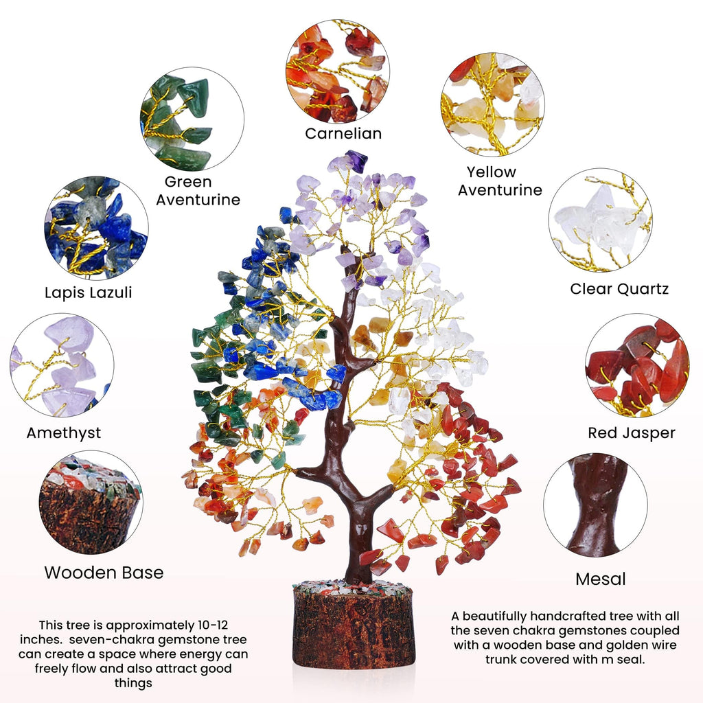 YATSKIA 7 Chakra Tree of Life, Crystals and Healing Stones, Birthday Gifts for Women - Crystal Tree for Positive Energy, Home Of