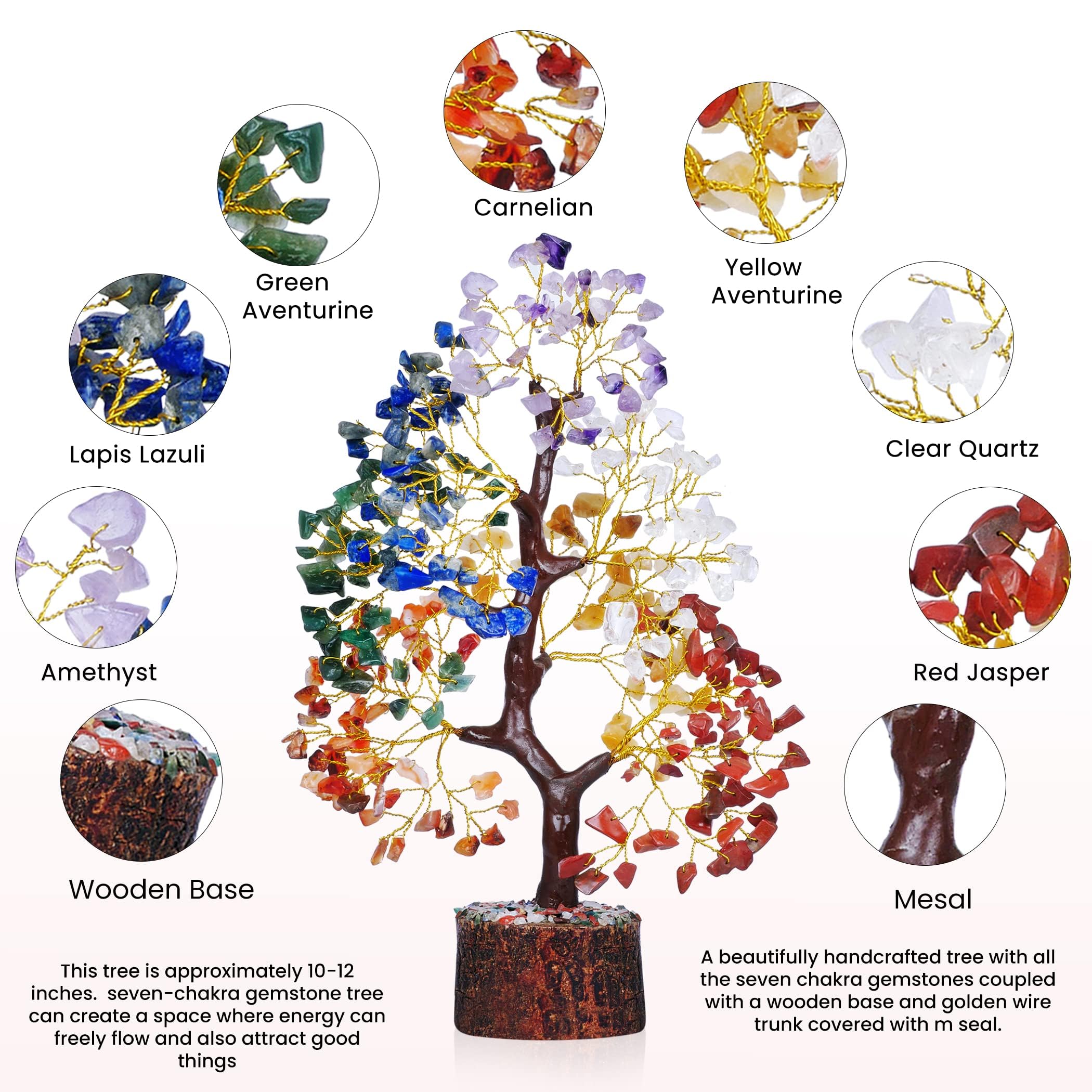 YATSKIA 7 Chakra Tree of Life, Crystals and Healing Stones, Birthday Gifts for Women - Crystal Tree for Positive Energy, Home Of