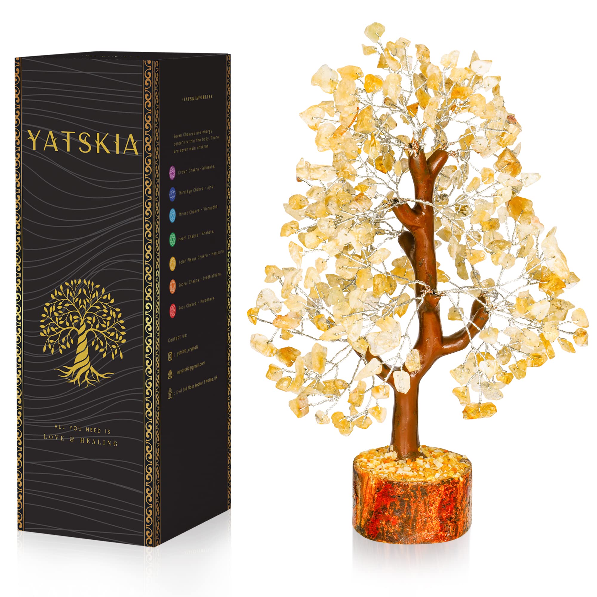 Citrine Crystal Stone - Crystals Tree, Gem Tree, Bonsai Trees, Tree for Home, Crystal Tree of Life, Meditation Accessories, Fake