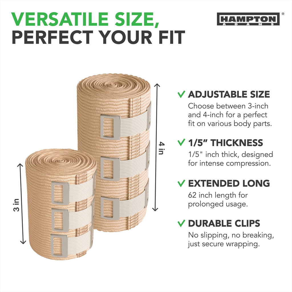 Hampton Adams | As Seen on Shark Tank | Original Elastic Bandage Wrap (6-Pack) | Multiple Sizes Package | Self Closing Latex-Fre