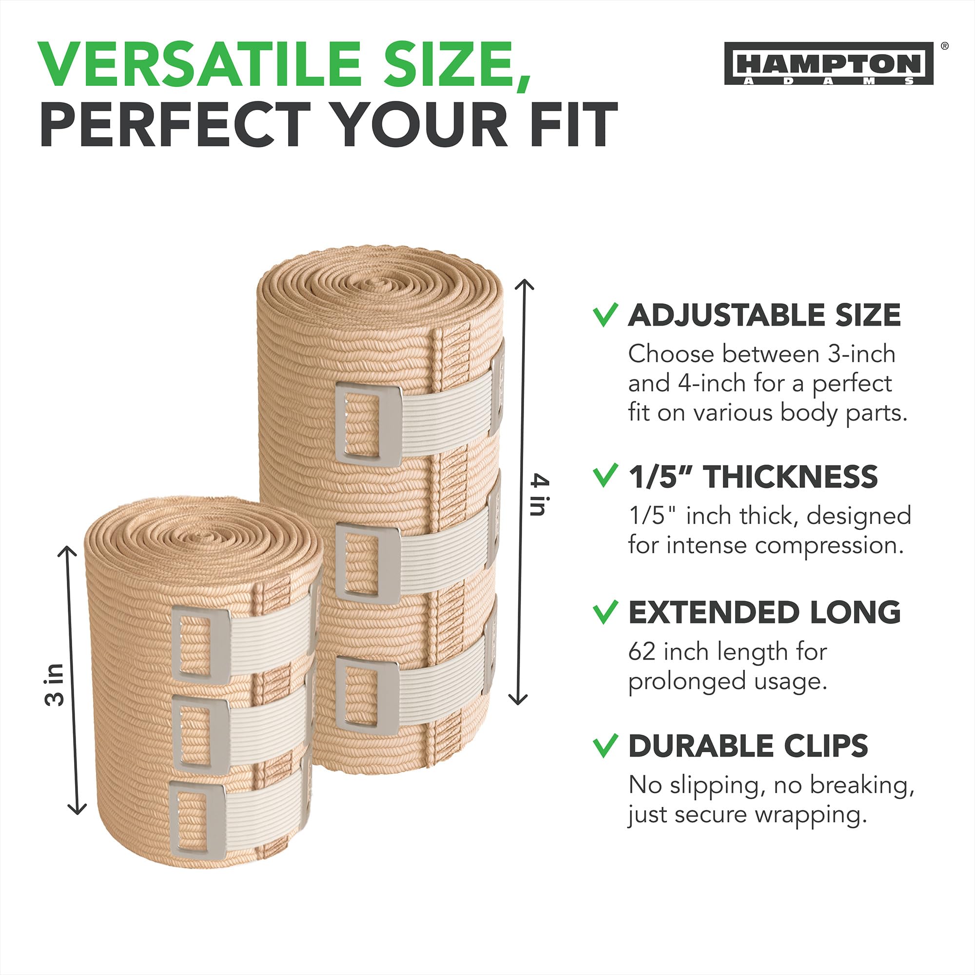 Hampton Adams | As Seen on Shark Tank | Original Elastic Bandage Wrap (6-Pack) | Multiple Sizes Package | Self Closing Latex-Fre