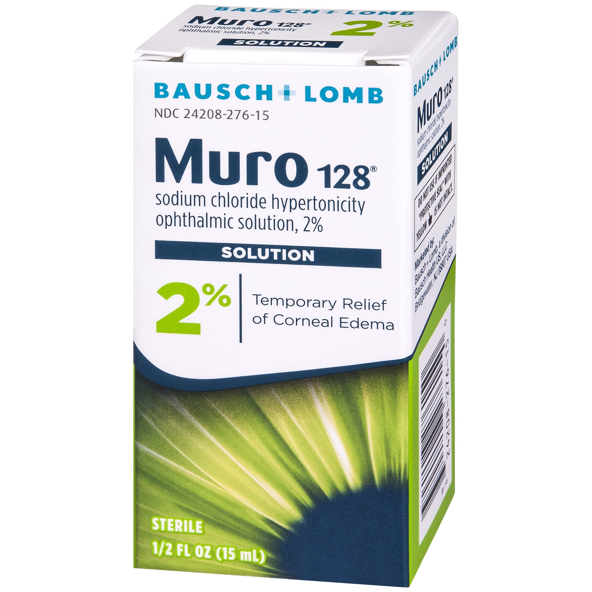 Muro 128 2% Sodium Chloride Hypertonicity Ophthalmic Solution, from Bausch + Lomb, 0.5 Fl Oz (15 mL)