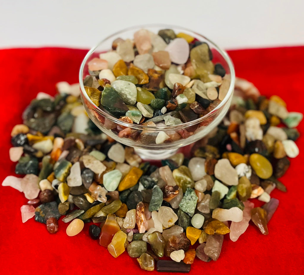 Indian Consigners Natural Crushed Polished Tumbled Gem Stone Chips, Decoration & Healing Crystals (Multi Assorted)
