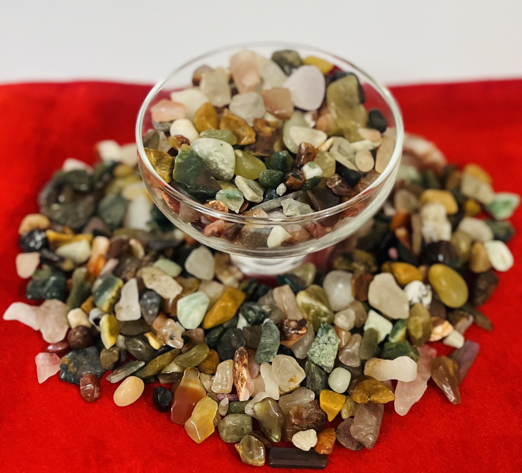 Indian Consigners Natural Crushed Polished Tumbled Gem Stone Chips, Decoration & Healing Crystals (Multi Assorted)