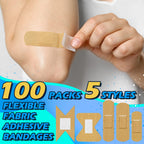 Nuanchu 100 Pieces Flexible Fabric Adhesive Bandages Assorted Bulk Fingertip Breathable Elastic Knuckle Bandages Prevent Infecti
