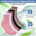 Bulinlulu Womens Diabetic Socks - 6 Pairs Non-Binding Neuropathy Socks for Women 6-9 9-11(Ruffle Group A-L)