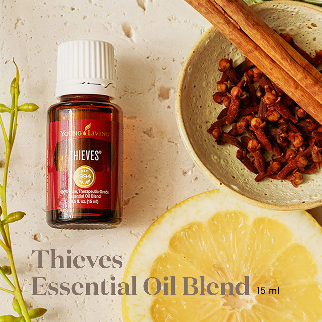 Young Living Thieves Essential Oil Blend 15 ml | Supports Immune System & Cleansing | Clove, Lemon, Cinnamon Bark, Eucalyptus Ra