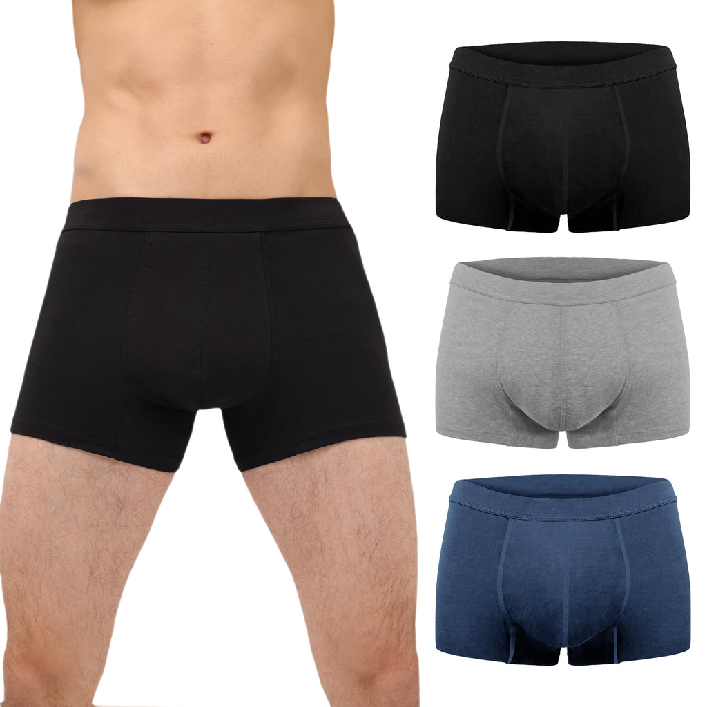 IRISMORII Mens Incontinence Underwear Adult Washable Bladder Control Brief 60 ML Absorbency Leak Proof Boxer Brief 3 Pack (Black