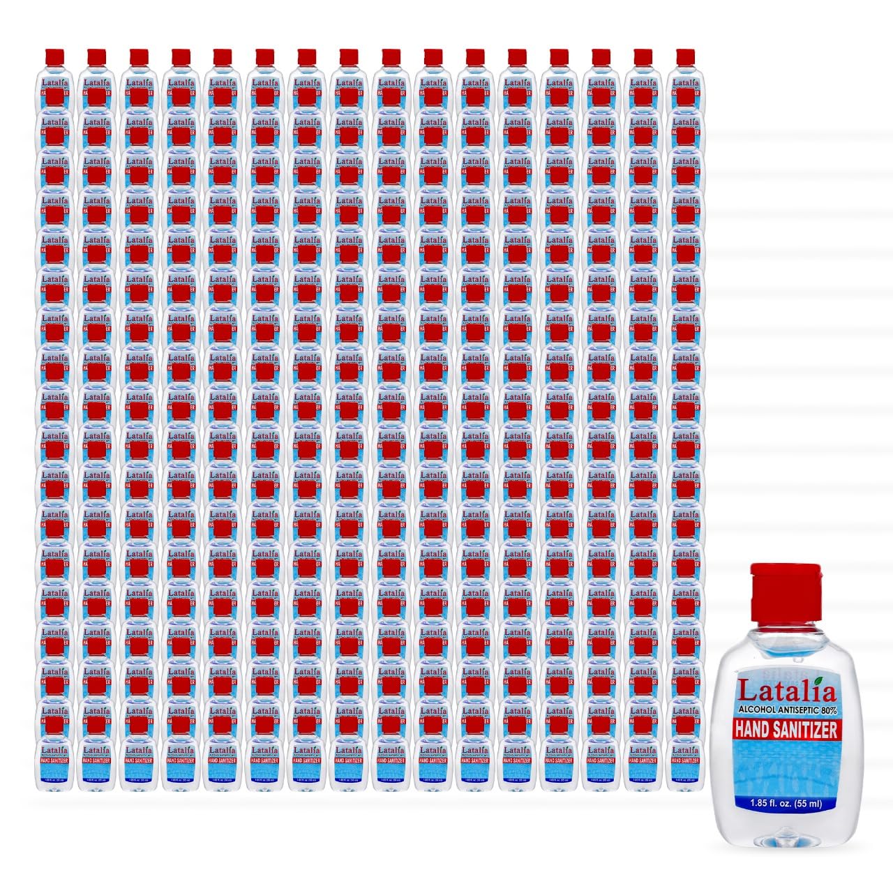 Latalia Mini Hand Sanitizer - Pack of 288 Travel Hand Sanitizers - Unscented Mini Clean Scent Non-Drying Gel (55ml & 1.85 fl. oz