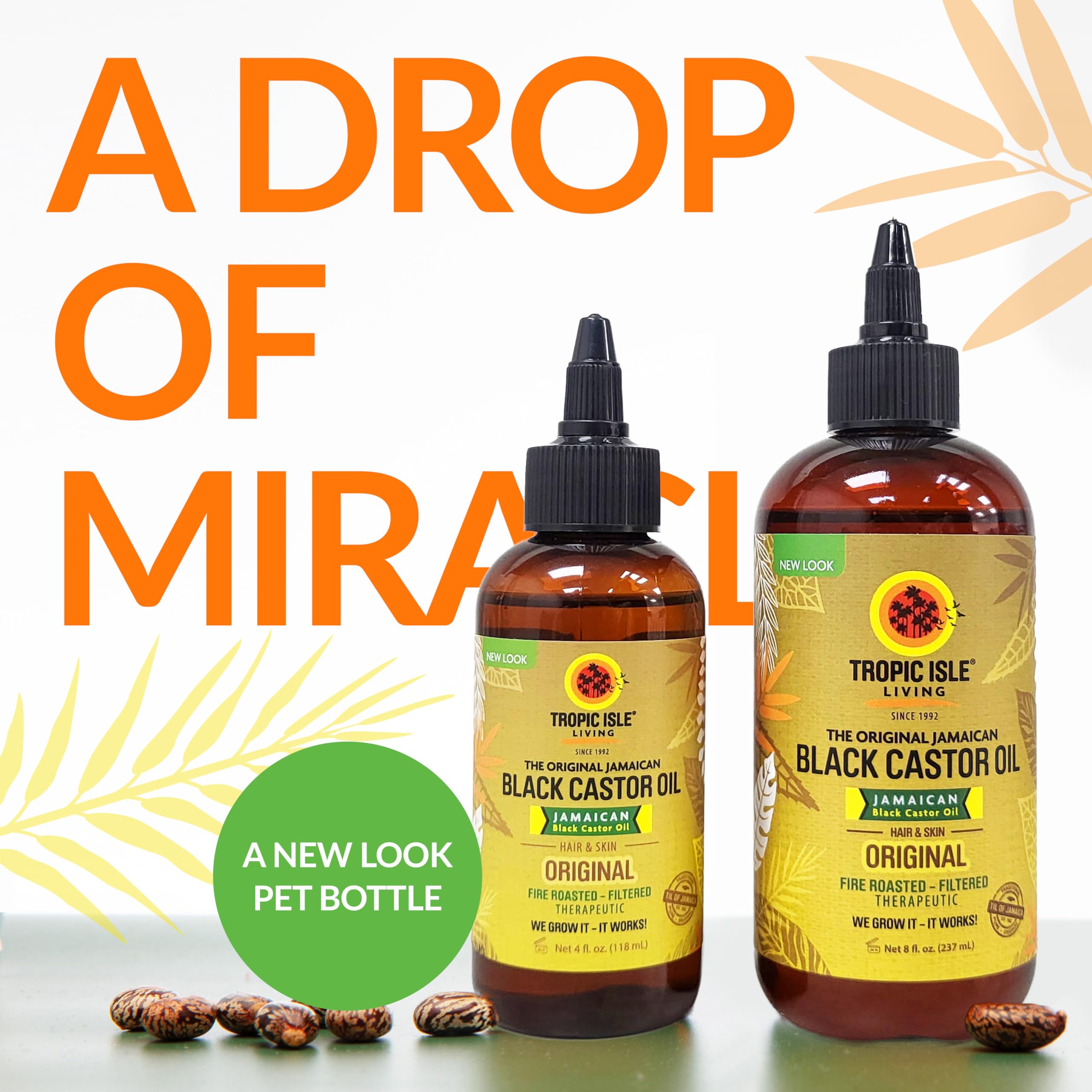 Tropic Isle Living Jamaican Black Castor Oil | Rich in Vitamin E, Omega Fatty Acids & Minerals | For Hair Growth Oil, Skin Condi