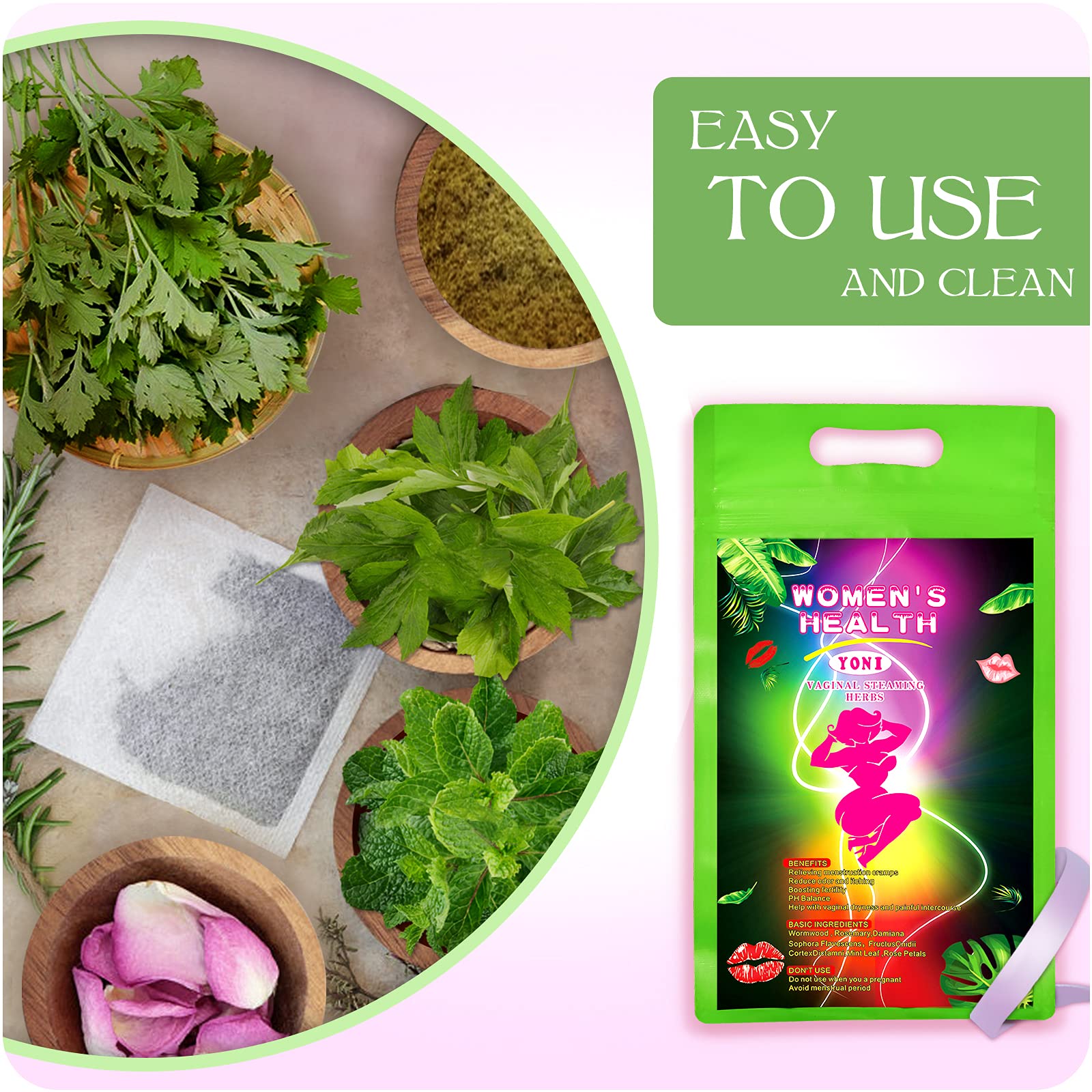 Yoni Steam Herbs for Cleansing(20 Bags), Yoni herbs for Steaming,100% Organic Herbal Blend V Steaming Herbs for Women Cleansing