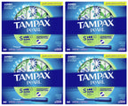 Tampax Pearl Tampons with Plastic Applicator, Super Absorbency, 200 Count, Unscented (50 Count, Pack of 4 - 200 Count Total)