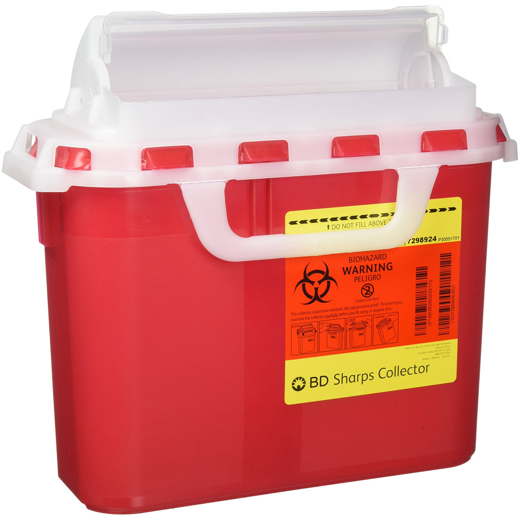 B-D Sharps Containers, 5.4 Quarts, Red