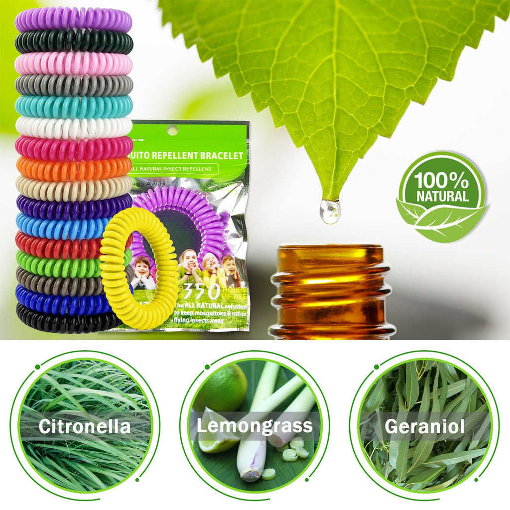 Mosquito Repellent Bracelets 50 Pack, Individually Wrapped Mosquito Repellent Bands with 60 Pcs Mosquito Repellent Stickers, DEE