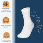 Special Essentials 12 Pairs Cotton Diabetic Ankle Socks - Non-Binding With Extra Wide Top For Men and Women White 10-13