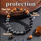 TUBIANCA Triple Protection Tiger Eye, Black Tourmaline, and Hematite Bracelet, Strength, Protection & Balance for Men & Women, G
