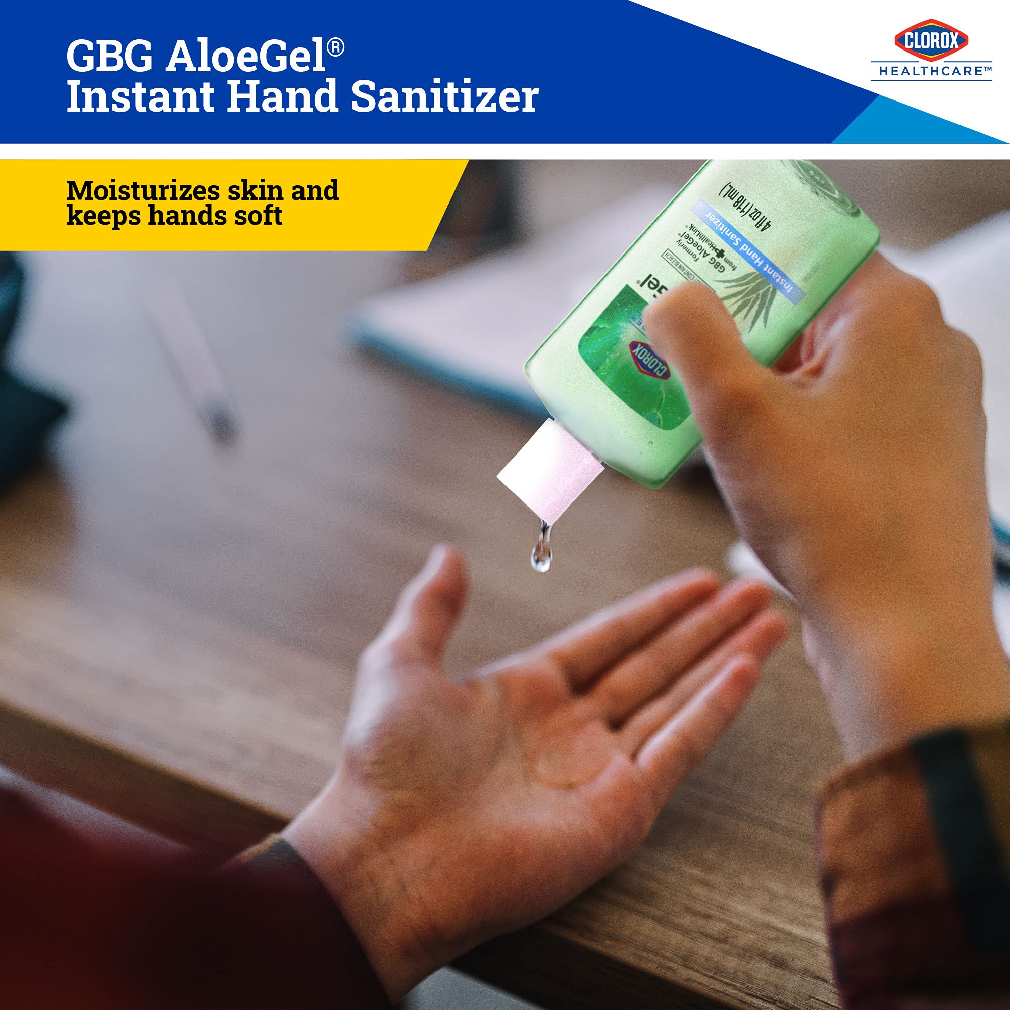 Clorox Healthcare GBG AloeGel Hand Sanitizer Gel 4oz (118ml) | Clorox Hand Sanitizer Gel Mini | Bleach Free Instant Travel Size